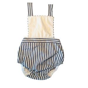 The Beaufort Bonnet Company Seabrook Sunsuit nantucket navy stripe 6-12m